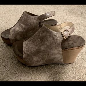Pewter Pierre Dumas Wedges. Size 8. Worn Once. MOST COMFORTABLE WEDGES EVER!